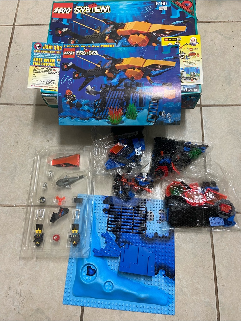 Lego 6190 Shark’s Crystal Cave, Aquazone 1996, 100% Complete + Box & Instruction